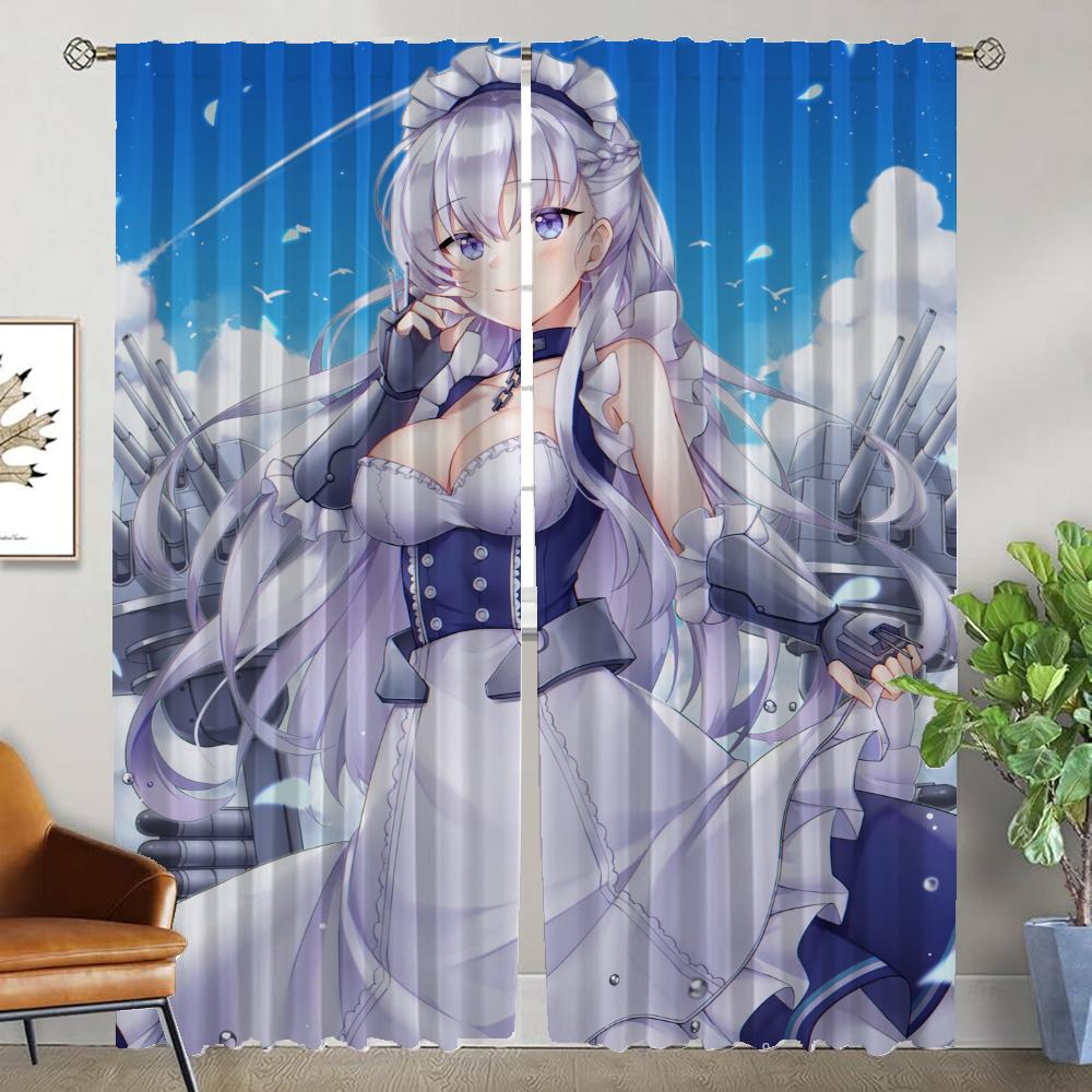 

Шторы Azur Lane для гостиной, шторы от комаров, 2 шт., украшения на Хэллоуин, перегородки для кухни, элегантные W50xH70cmx2pcs-CL