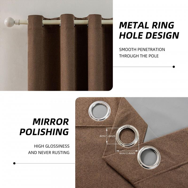 Blackout Faux Linen Curtains Thermal Insulated Grommet Bedroom Living Room