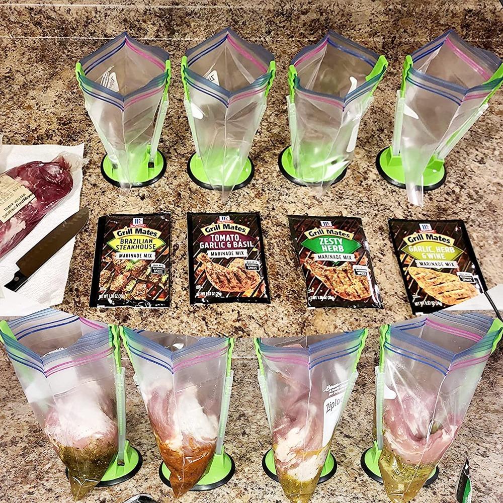 1Pcs Washable Kitchen Gadget Sealed Folded Bag Clip Bag Bracket Baggy Rack Storage Bag Holder