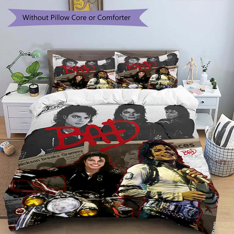 3pcs Duvet Cover Set (1*Duvet Cover + 2*Pillowcase, Without Core), Michael Jackson Print Bedding Set, Bedroom Decor, All‑Season, Birthday Gift