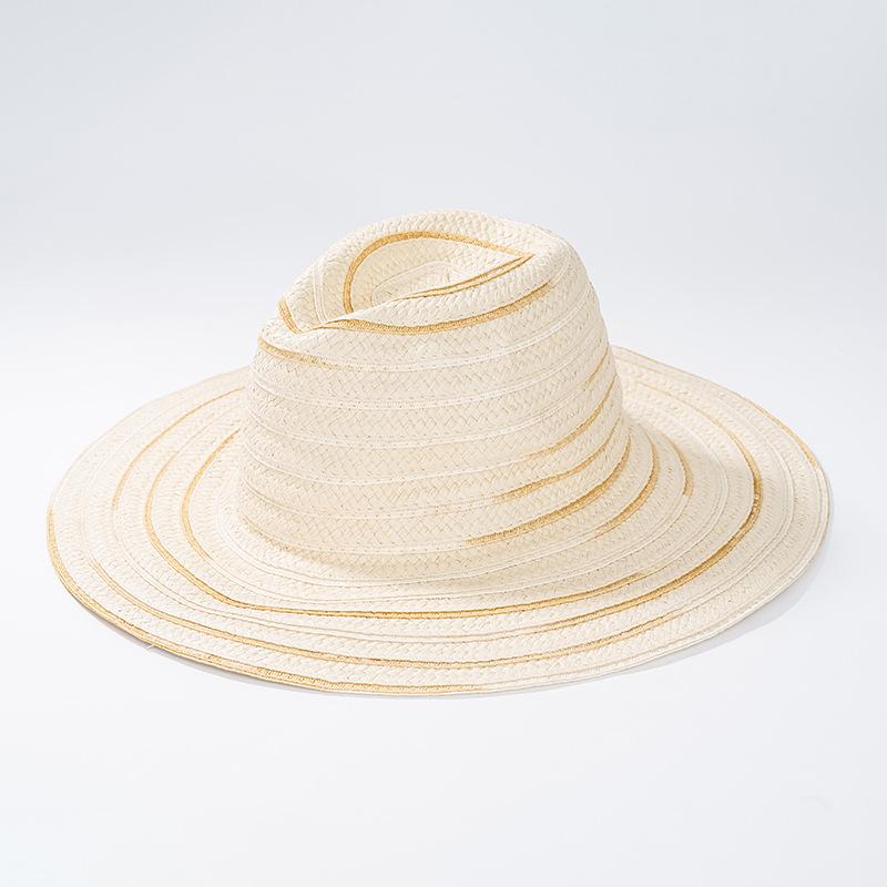 Large brimmed straw hat sunscreen temperament papyrus lafite beach hat sunshade hat lady summer sun panama hat jazz hat man