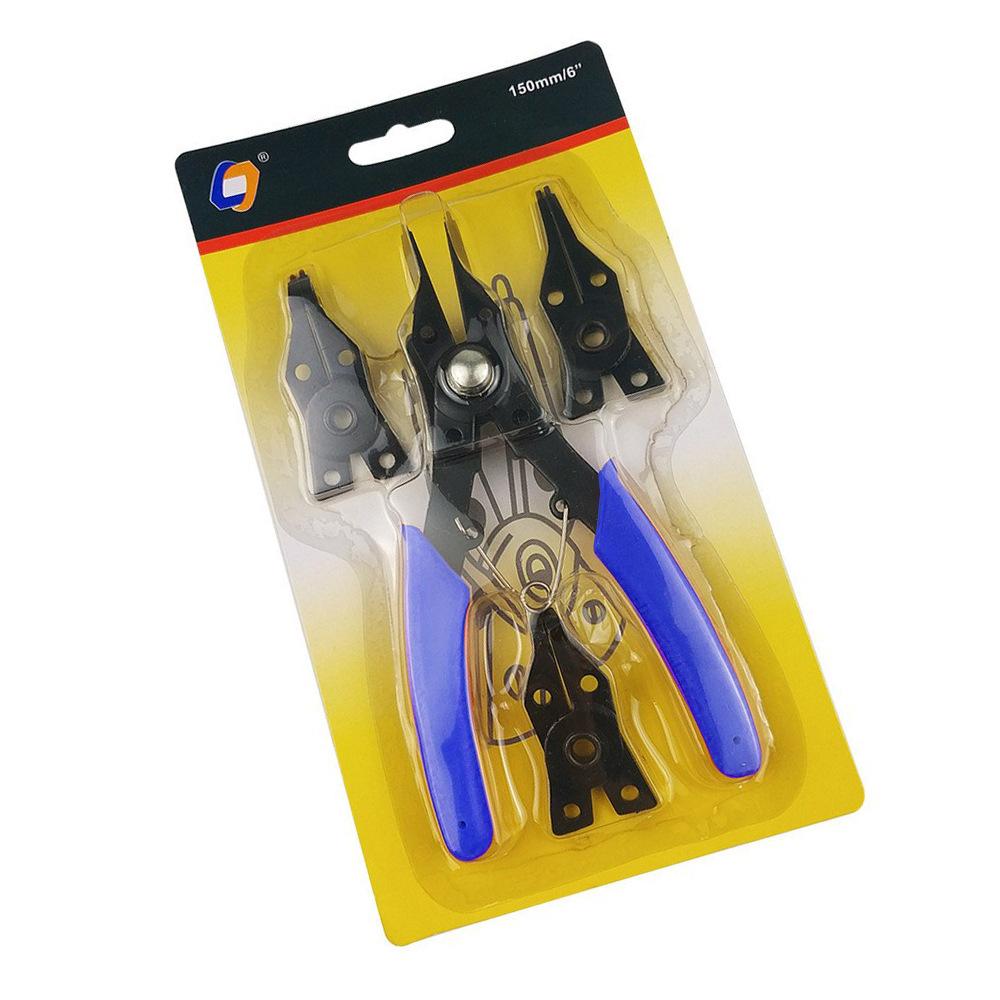 4-In-1 Circlip Pliers Set Snap Ring Pliers Multi Crimp Removable Plier Head Retaining Circlip Pliers Hand Tools Multifunctional