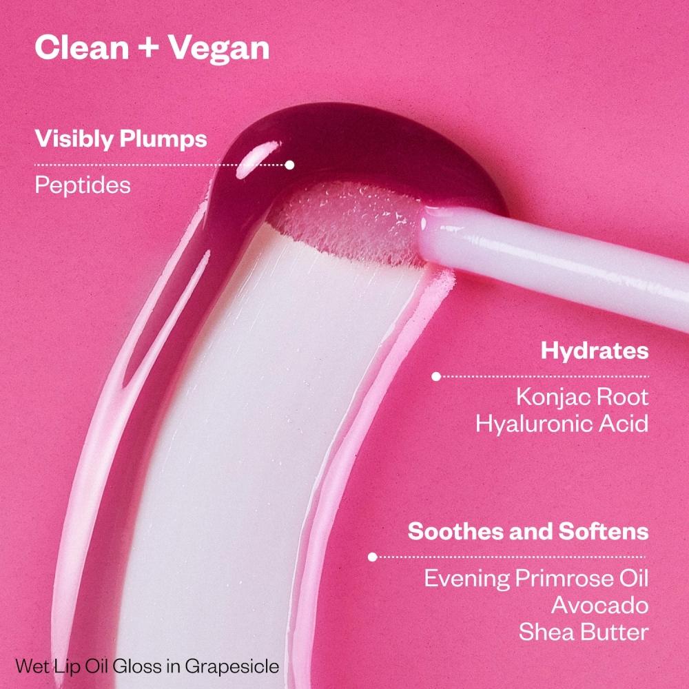 Kosas Wet Lip Oil Aufpolsternde Peptid-Lippenbehandlung Glanz .15 Unzen 4,6 ml Quallen Klar