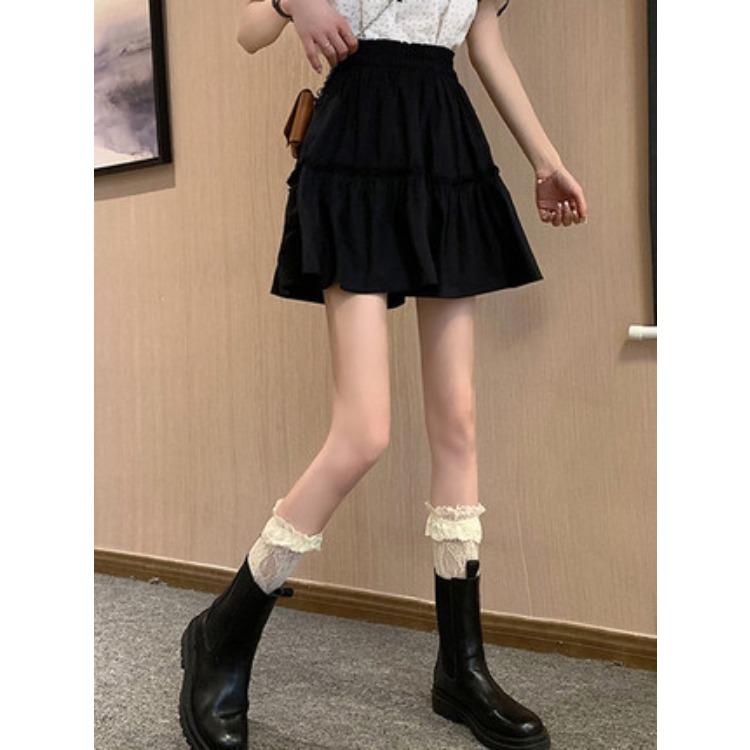 Spring Autumn Skirts for Petite Women High-waisted A-line Short Skirt Pleated Skirt Umbrella Skirt Women's Casual All-match Versatile Skirts