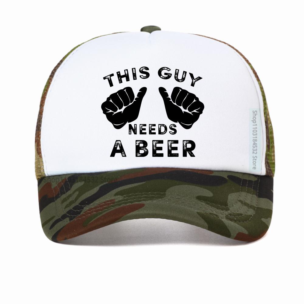 This Guy Needs A Beer Graphic Print Baseball Cap Women Summer Funny Casual Fashion Harajuku Drinking Gift Mesh Breathable