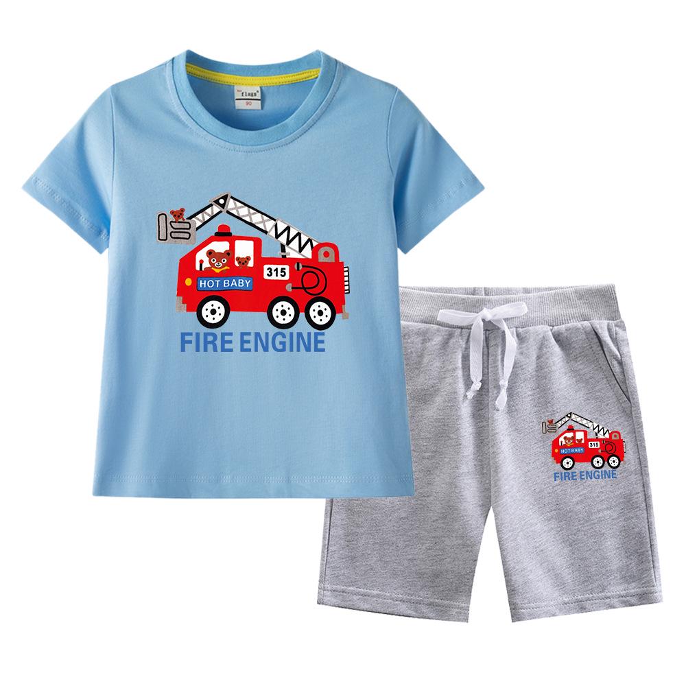 Boys' Summer 2023 Loose Short-Sleeve Shorts Two-Piece Set for Kids
