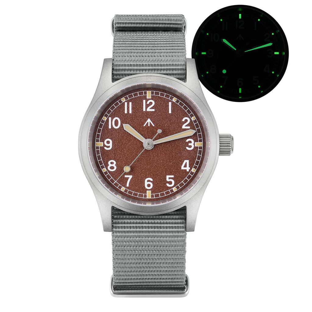 Militado ML12B 38mm Militäruhr VH31 Quarzwerk Gewölbtes Saphirglas C3 Leuchtend Vintage Uhren 100m Wasserdicht