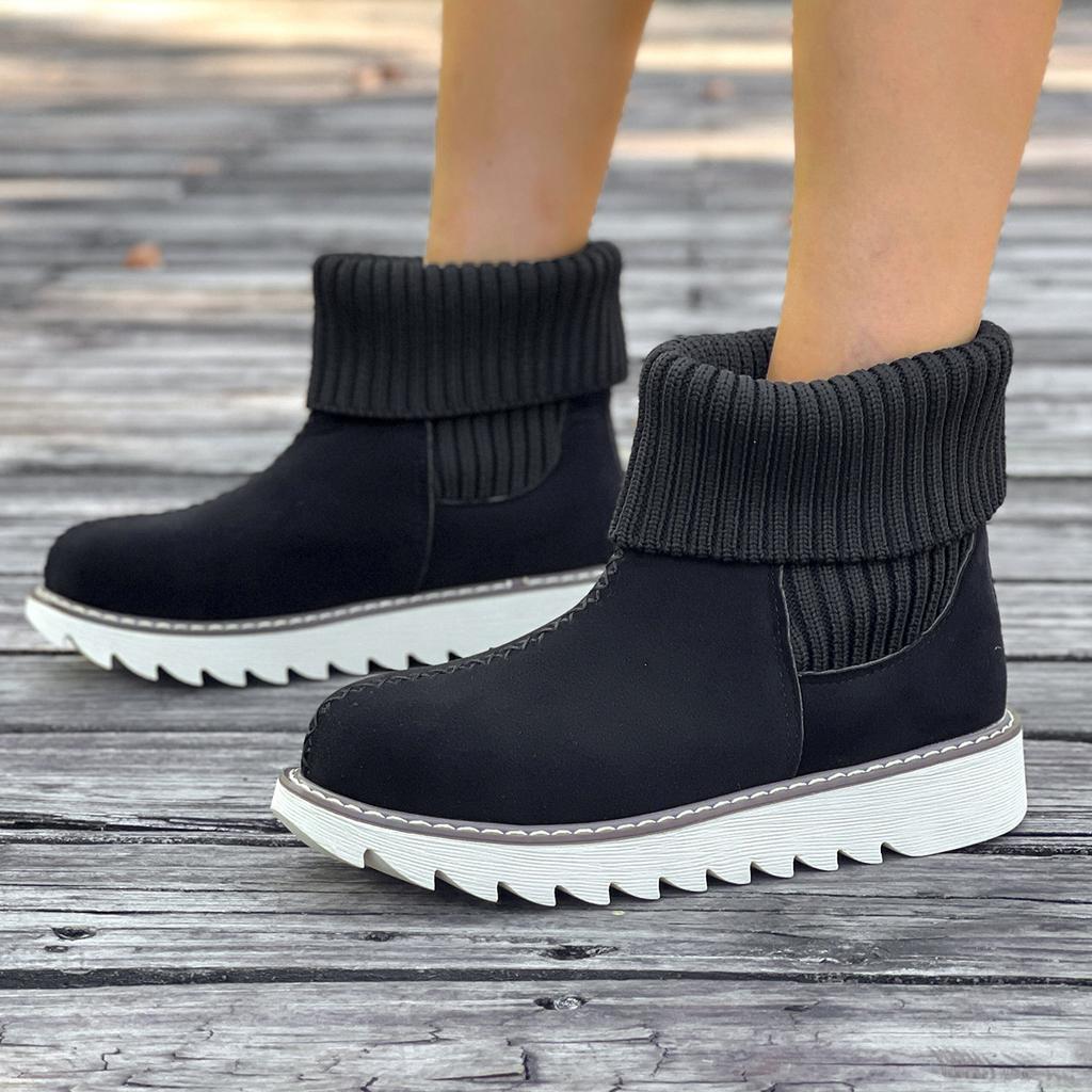 Autumn fashion snow boots women's wool mouth plush large size warm flat short boots women's shoes
