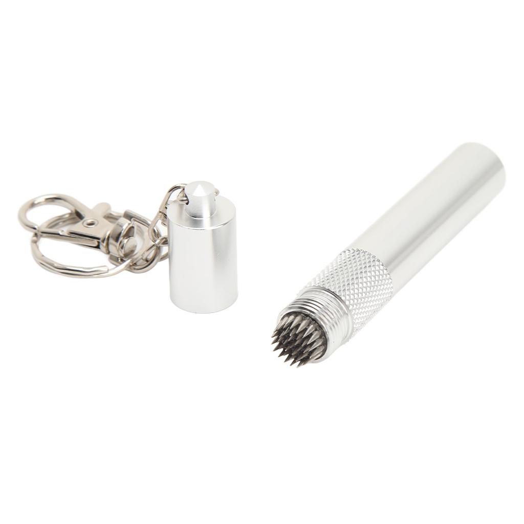 Cue Tip Pricker Tool with Key Chain 6063 Aluminum Prick Storage 2 in 1 Prevent Slip Billiard Cue Tip Pick Silver