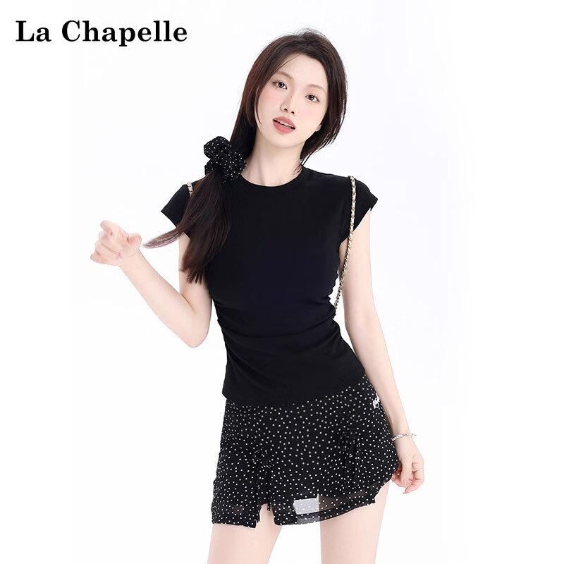 La Chapelle Women's Slim Fit Round Neck Short Sleeve T-shirt