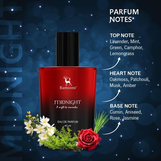 Ramsons - MIDNIGHT Eau De Parfum | 40 ML | Perfume For Men | TN - Lavender, Mint | MN - Cumin, Aniseed, Rose, Jasmine | BN - Oakmoss, Patchouli