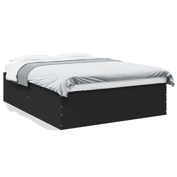 VidaXL Bed Frames Black 150x200 Cm Engineered Wood, Bedroom Furniture, Bed Base, Panel Bed, Bed, Bed 3280917