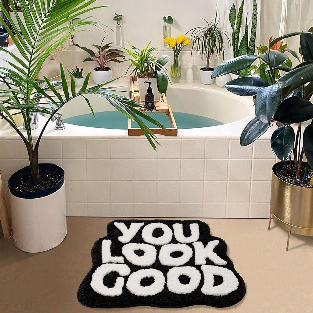 Plush Rug Home Use You Look Good Bath Mat Funny Cute English Bathroom Decor Non Slip Microfiber Carpet Water Absorbing Doormat