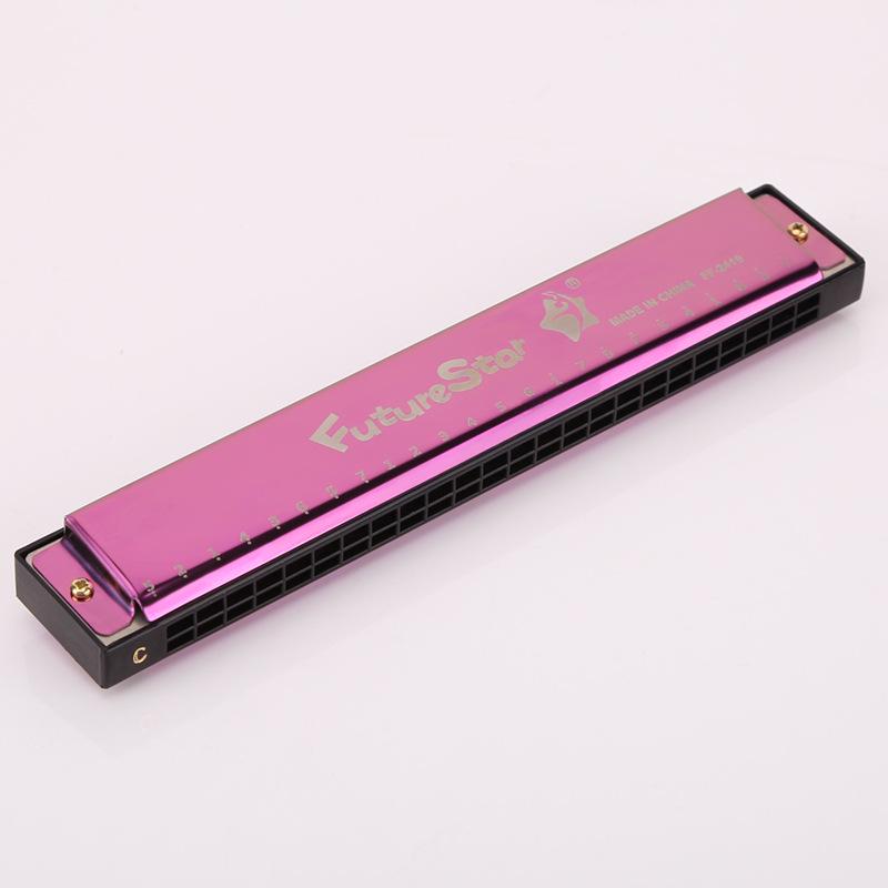 C Key 24-Hole Double Row Harmonica for Beginners and Students - Ideal for Children's Practice and Classroom Use.