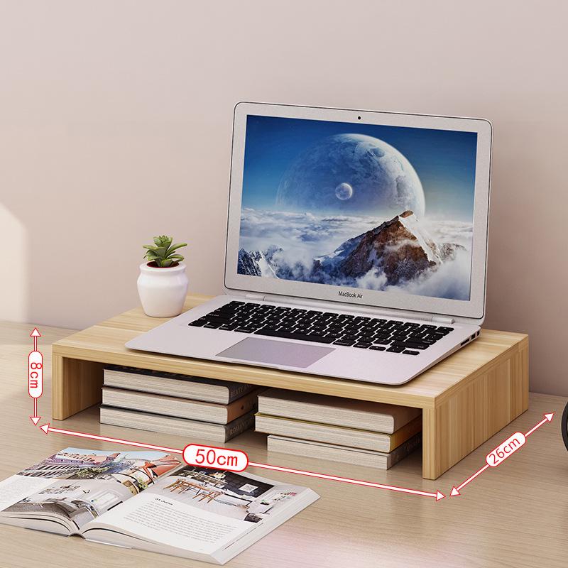 Wooden Desktop Laptop Monitor Riser and Storage Stand