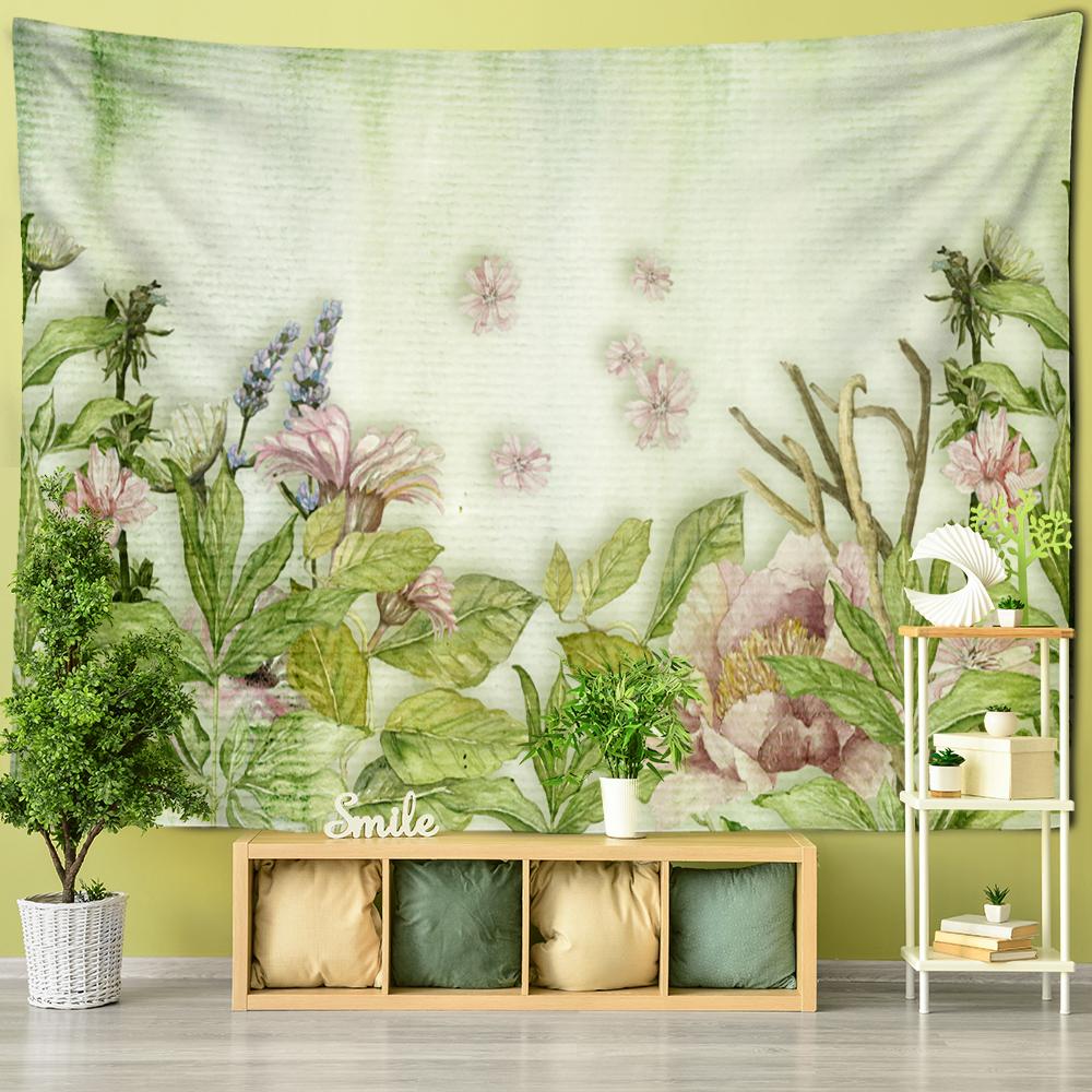 Vintage Green Tropical Plants Tapestry Wall Hanging Psychedelic Witchcraft Mystery Dorm Living Room Home Decor