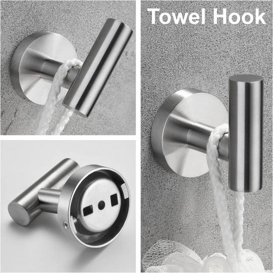 Nolimas 3-Pieces Set Brushed Nickel Bathroom Hardware SUS304 Stainless Steel Round Wall Mounted - Includes 12" Hand Towel Bar, Toilet Paper Holder,