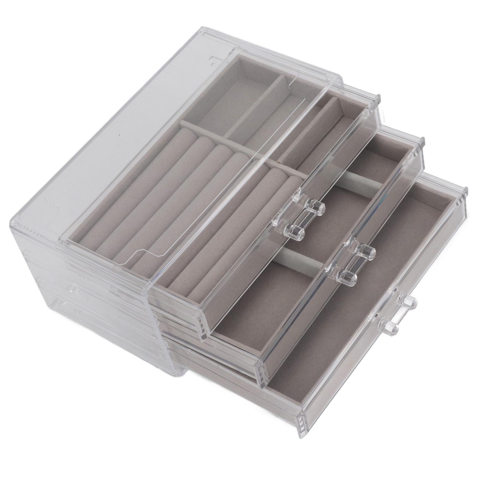 

Clear Earring Storage with 3 Drawers Flannel Lining Jewelry Display Holder Stand for Earrings Necklaces Rings