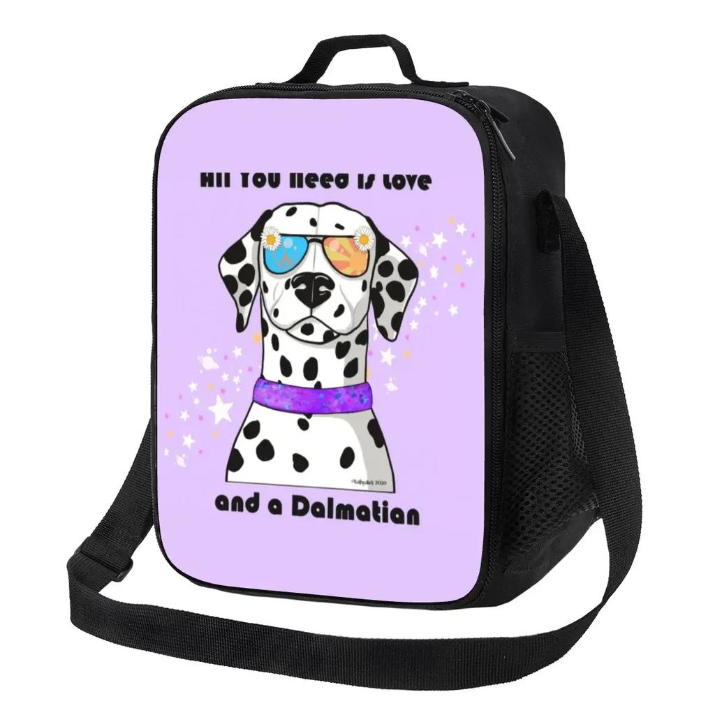 Dalmatian Spots Design Insulated Lunch Tote Bag for Polka Dot Leopard Carriage Firehouse Plum Pudding Dog Resuable Bento Box