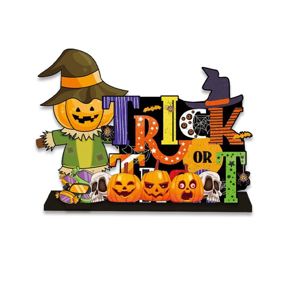 3D Halloween Wooden Ornaments Cute Halloween Decoration Props Ghost Desktop Ornament  Office