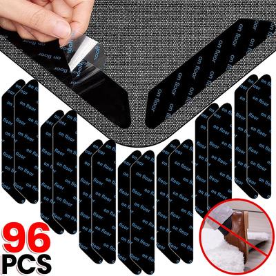 96/8pcs Carpet Non-slip Sticker Reusable Washable Anti Curling Carpet Patch Fixed Stickers Floor Rug Mat Tape Gripper Corner Pad