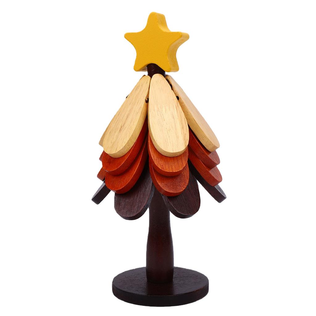 Xmas Tree Trivet 4 Layers Wooden Heat Resist Coaster with Star Topper for Dishes Pans Pot
