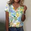 Women's T-Shirt Fashion V-Neck Summer Short Sleeve Loose Streetwear Female Clothes