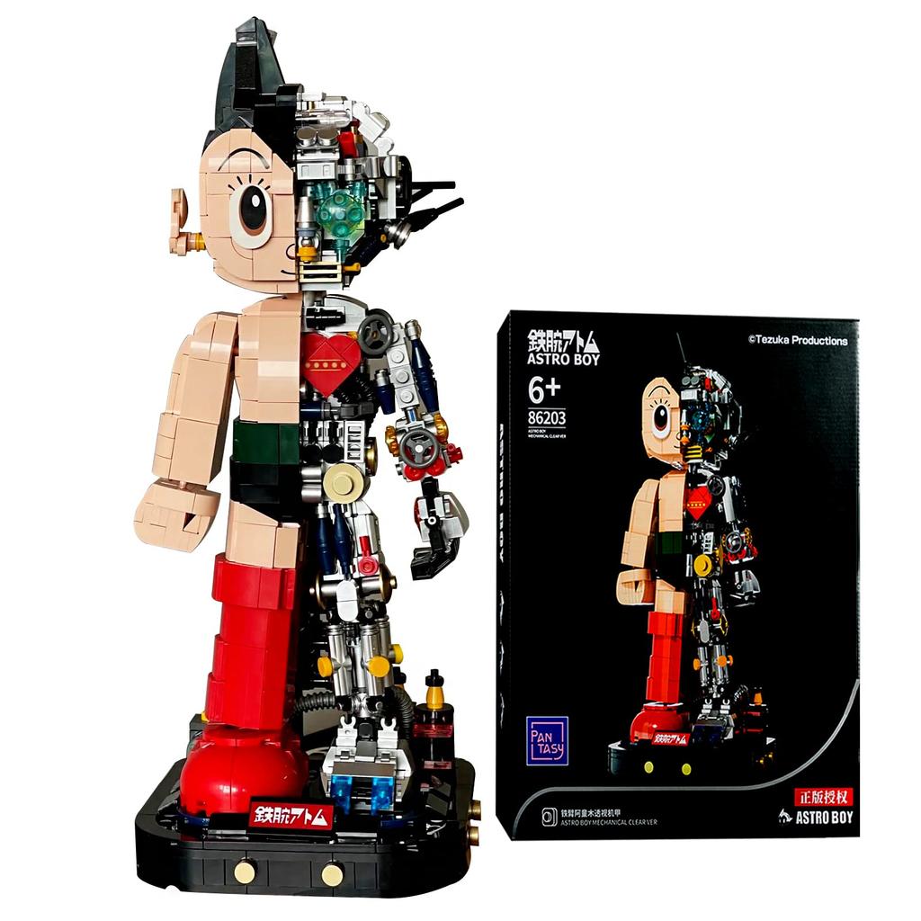 Mrkuriosity Astro Boy Mecha Hračka Stavebnice Sběratelská Mighty Atom Výstavní Detail Ručně vyráběná Mecha Stavebnice Dárek pro Dospělé a Kompatibilní s Lego Stavebnicí,