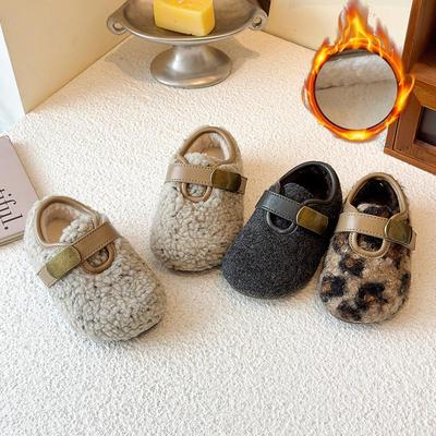 Mocassins d'hiver doublés de peluche pour filles - Chaussures d'extérieur chaudes en coton pour petites filles