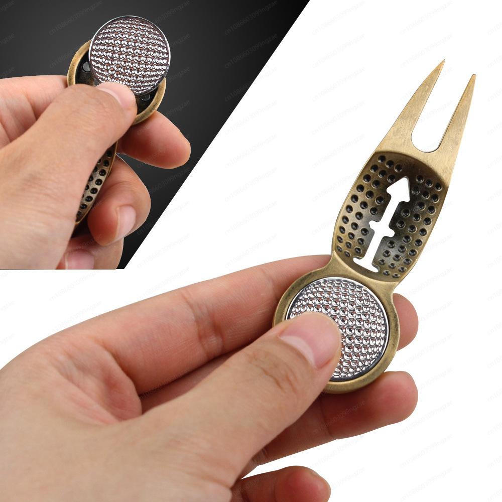 Hot Sale Magnetic Golf Divot Tool, Ball Marker Fork with Mark for Green Repair, Golf Accessory