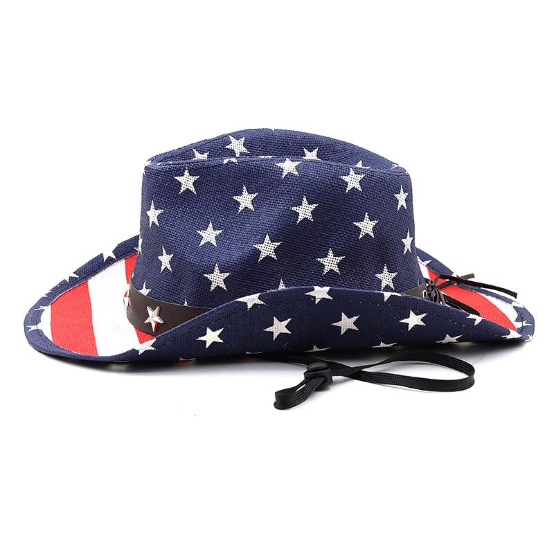 American flag western panama cowboy usa hat sailor dance top hat personality prairie star jazz hat