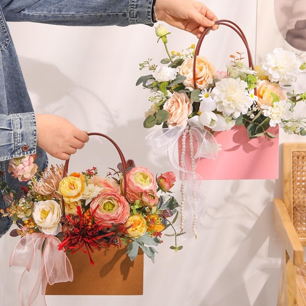Rectangle Portable Flower Box Trapezoid Hand Paper Bag New Flower Gift Box Valentine's Day