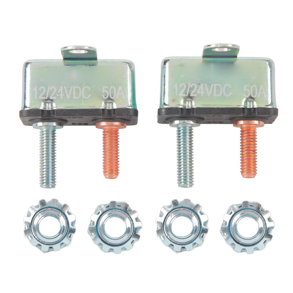2Pcs Automatic Reset Circuit Breaker Aluminum Alloy Overload Protection Circuit Breaker for Car