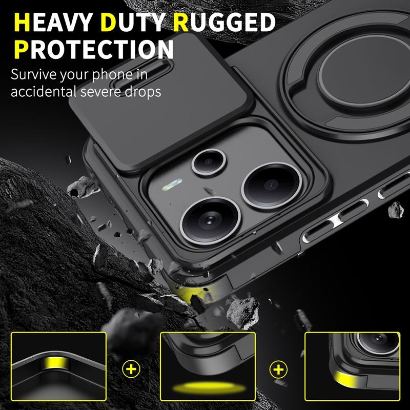 For Xiaomi Redmi Note 14 4G Case Shockproof Armor Camera Protect Fundas For Redmy Note14 4G Car Holder Magnetic Ring Phone Cover