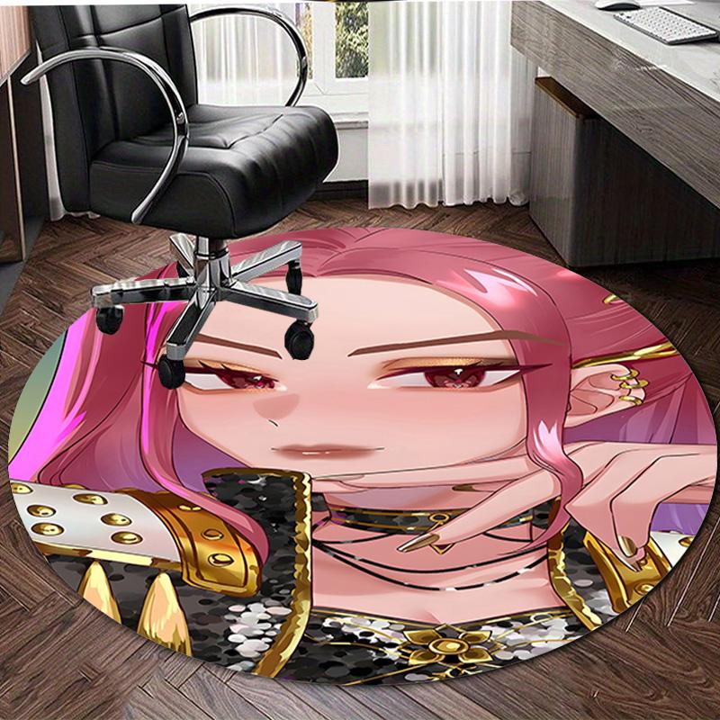 1pc KPop Demon Hunters MIRA3 Design Printed Area Round Carpet for Bedroom Living Room Home Decor Rugs Mat Non Slip Mat Rug for Bedside