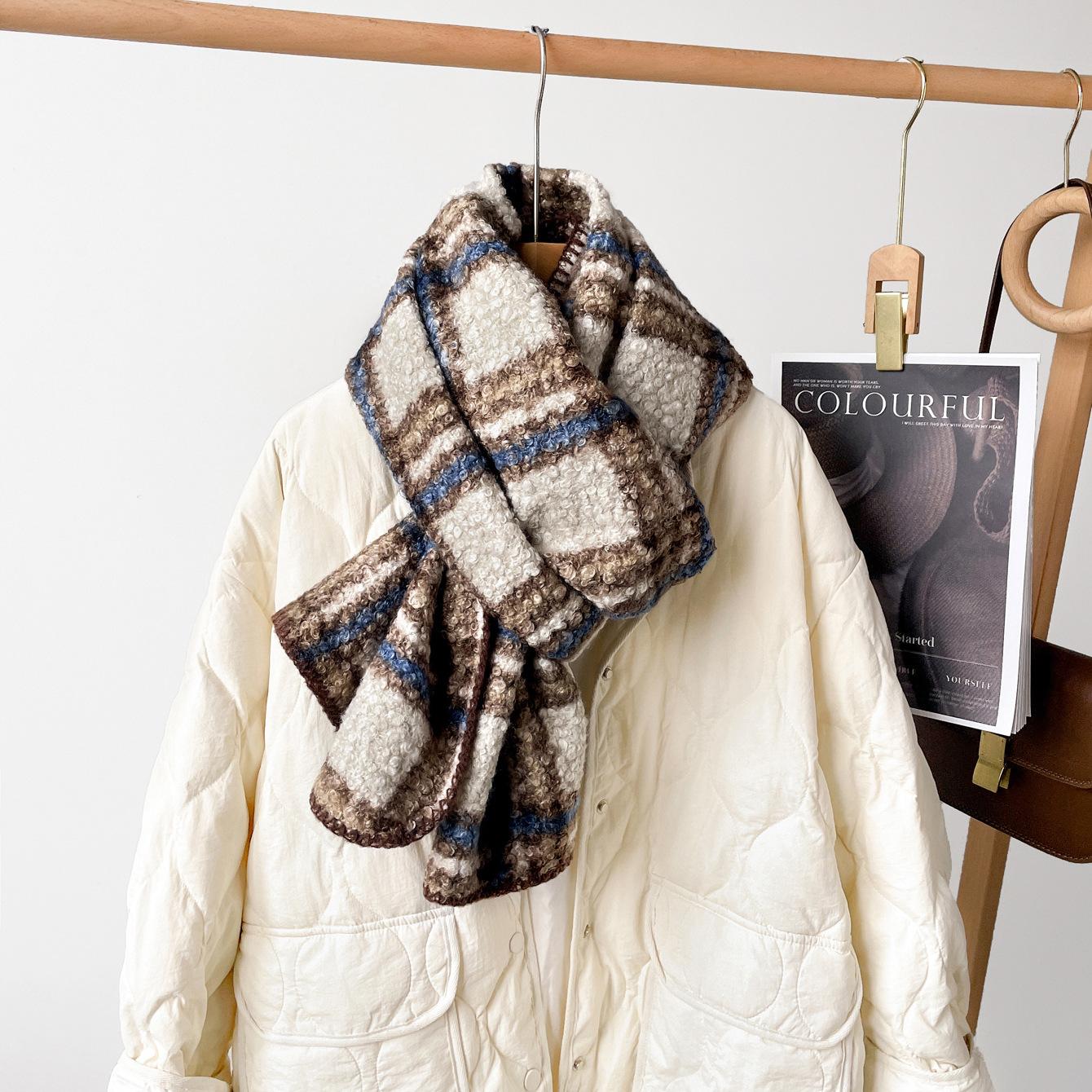 

Шерстяной рулон Плед Шаль Женская Зимняя Премиум Кофе Маллард Шарф Треугольная Кромка Имитация Кашемира