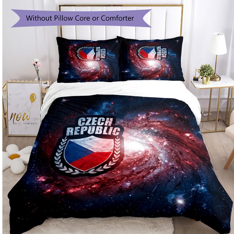 Czech Republi Football Printed Bedding 3 Piece Set Cozy Breathable Bed Cover Set As Housewarming Holiday Gift