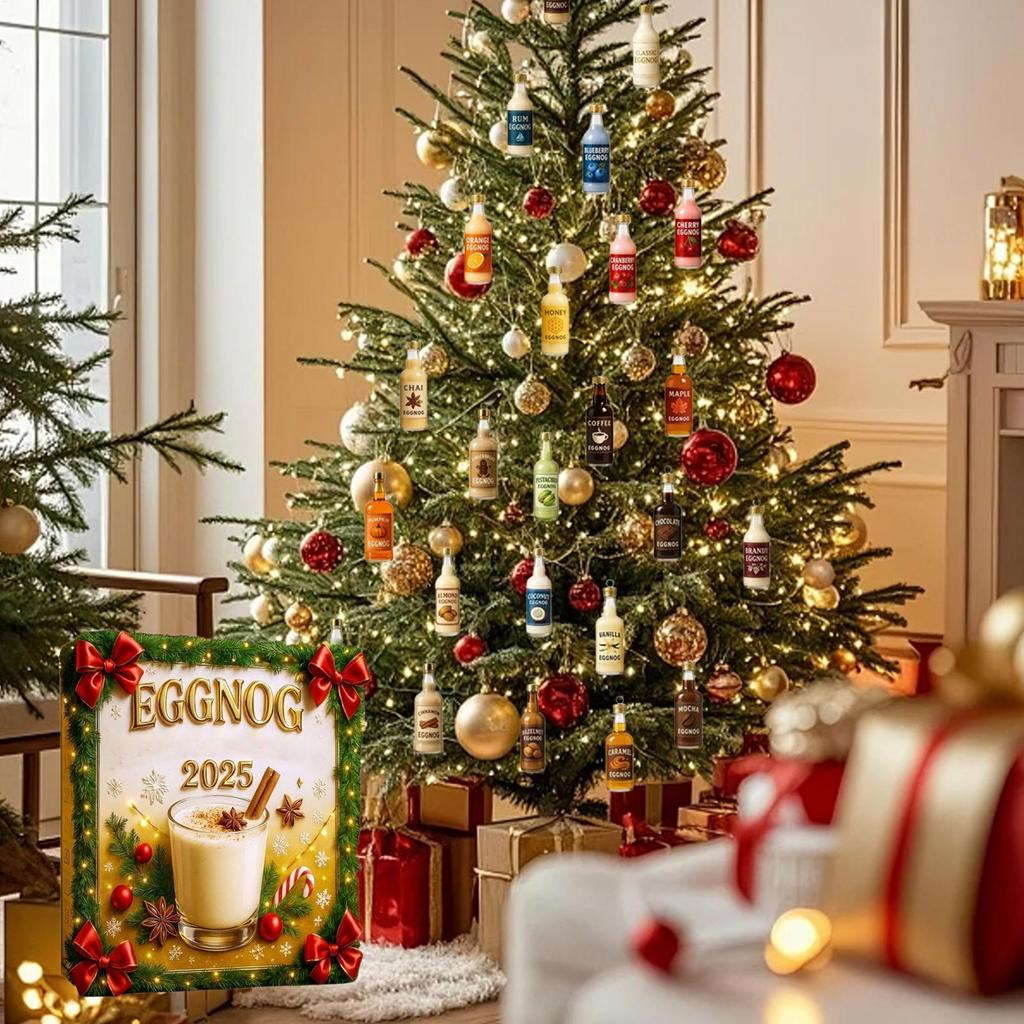 Christmas Countdown Calendar 2D Acrylic Decoration 24 Days Eggnog Ornament for Holiday Winter Home Decorations 2025 Xmas Navidad