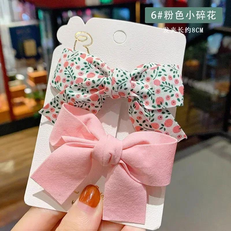 Korean Version of Simple and Fresh Floral Bow Hair Clip for Cute Girls Paired with Princess and Baby Side Clip Accessories