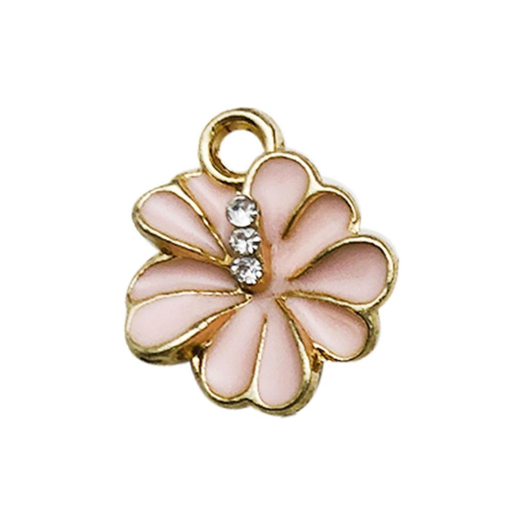 Pink Flower Oil Drop Korean Keychain & Bracelet Pendants