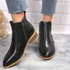 Stora Chelsea boots dam höst och vinter nya sidodragkedja vardagliga korta stövlar TEUM platå korta stövlar