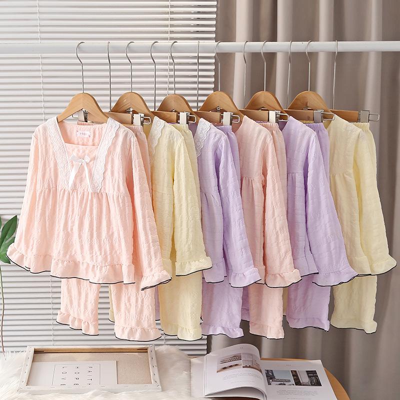 Southeast Asia Girls' Long Sleeve Cotton Pajama Set