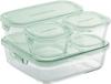 Iwaki Glass Storage Set of Pack Heat-Resistant Containers, Green, 4, & Microwave, PS-PRN-4G2