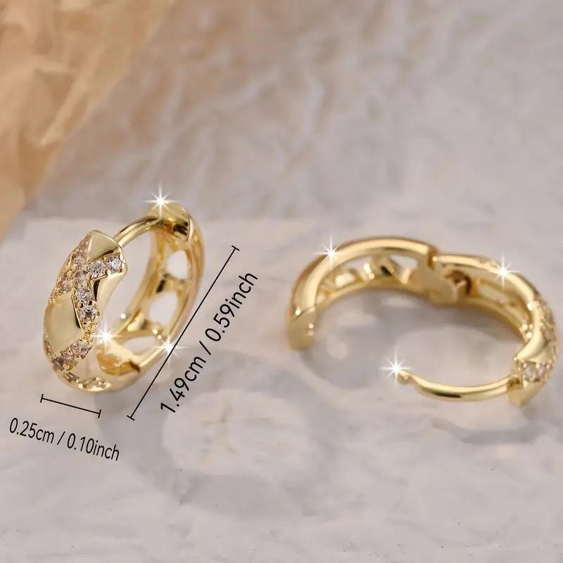 Golden-Tone Bohemian Cross Hoop Earrings for Women Sparkling Synthetic CZ Design Ear Buckle Wedding Jewelry Gifts