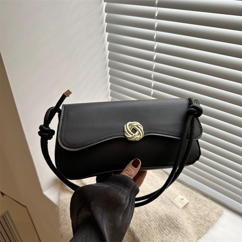 Fashionable Chic Pu Leather Baguette Bag For Women Stylish Shoulder Crossbody Handbag