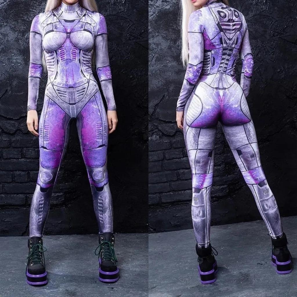 3D Digital Printing Stage Performance Costumes Adults Halloween Events Carnival Theme Party Cosplay Outfit Pretend Game Jumpsuit