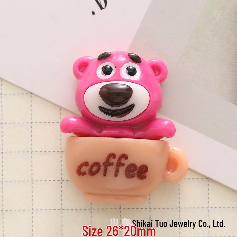 Glossy Strawberry Bear Charms: DIY Phone Case, Hair Clip, Magnet, and Crocs Accessories.