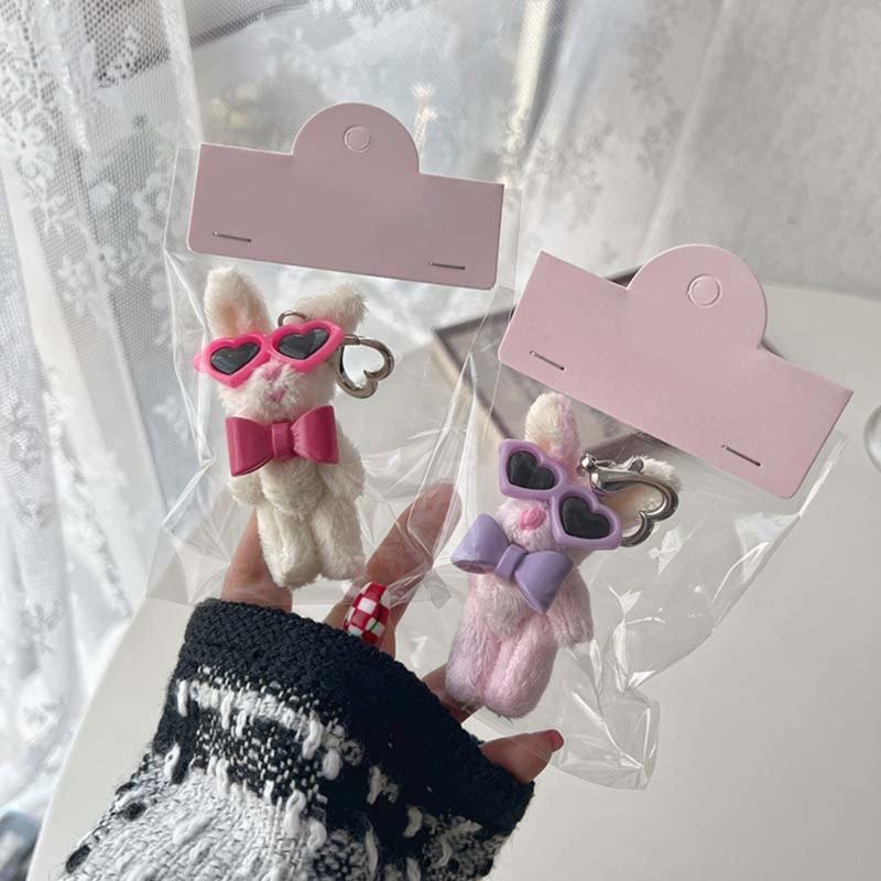 Cute Bear/Rabbit Keychain Soft Plush Keyring Adorable Bag Pendant for Women Girls Lovely Couple Key Rings Ornament