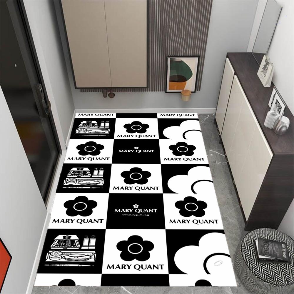 Mary Quant logo Themed Anti-Slip Rugs - Polyester Home Decor, Suitable for Bedrooms, Living Rooms, Doorways, Studios, and Decorations