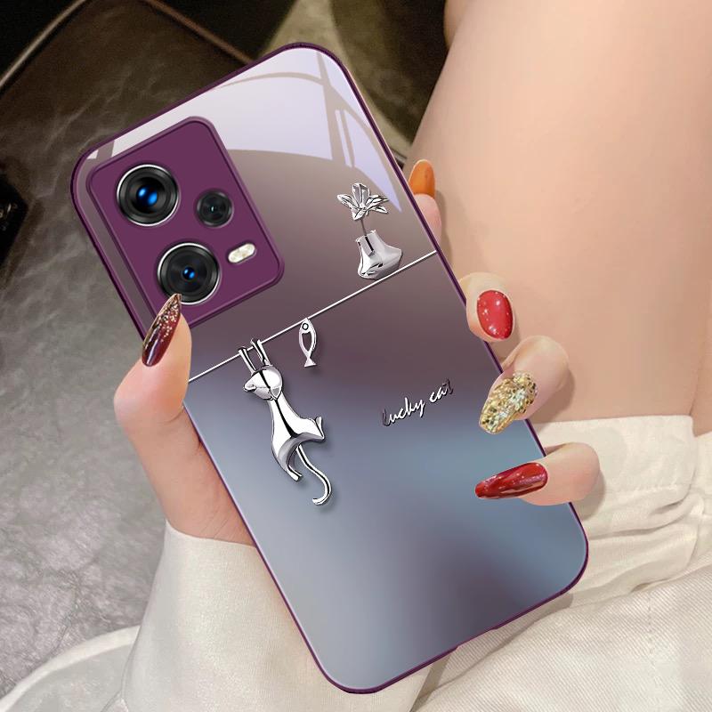 

Dark Purple Catfish For Xiaomi 14 Ultra 13 Lite Redmi Note 13 11 Pro 12 Plus Poco X6 3 Pro F4 6 GT Tempered Glass Phone Case For Xiaomi Poco F6